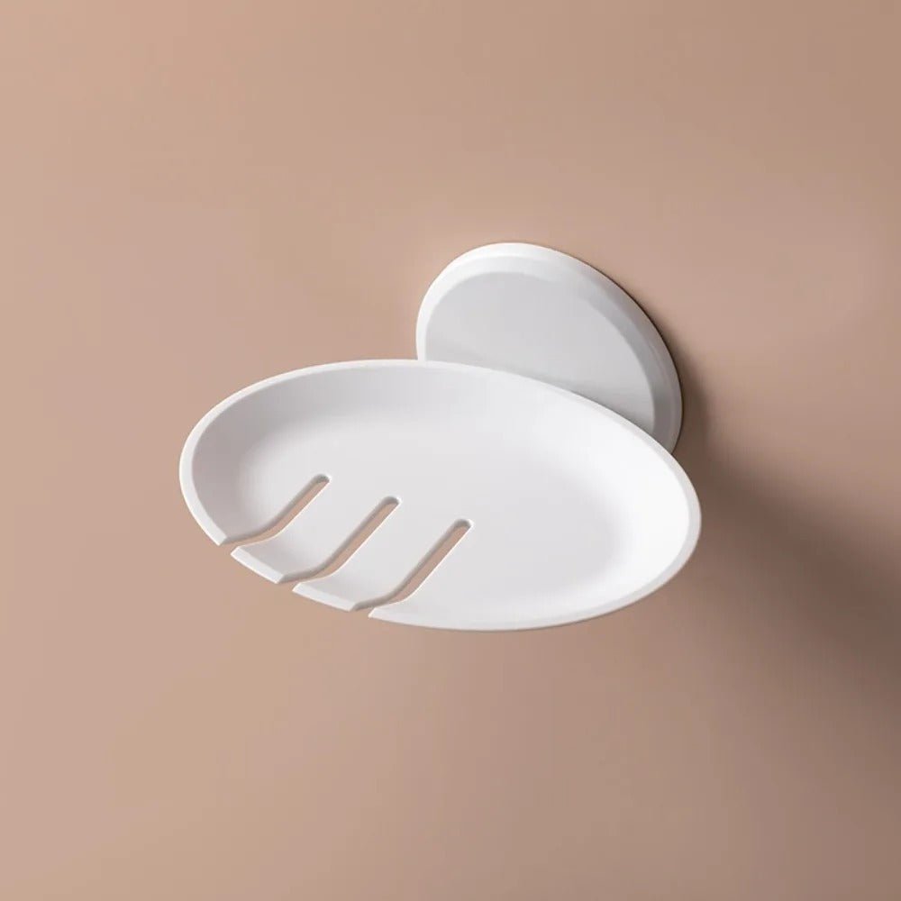 porte savon mural en forme de feuille blanc