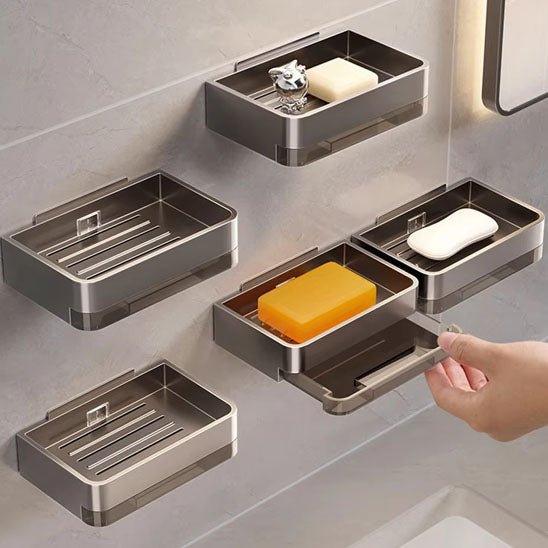 plusieurs-porte-savon-mural-metal-gris-accroches-au-mur