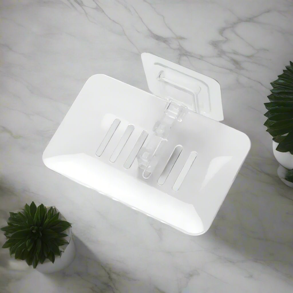 porte savon douche transparent blanc