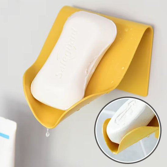 porte savon mural jaune avec vidange