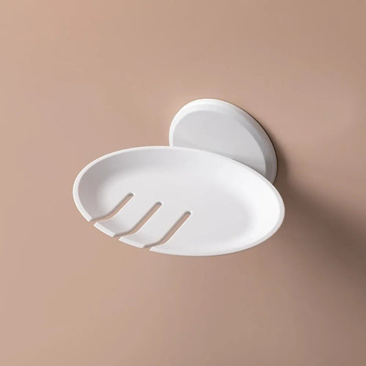 porte savon mural en forme de feuille blanc