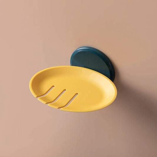 porte savon mural en forme de feuille jaune