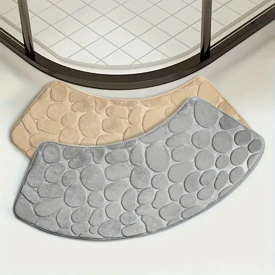 tapis de bain épais et absorbant gris et beige