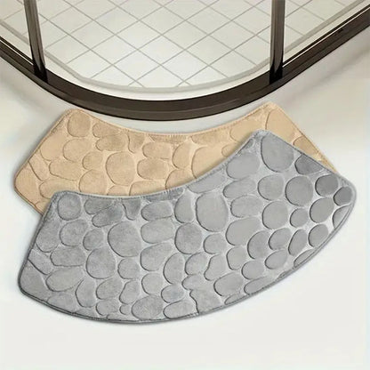 tapis de bain épais et absorbant gris et beige