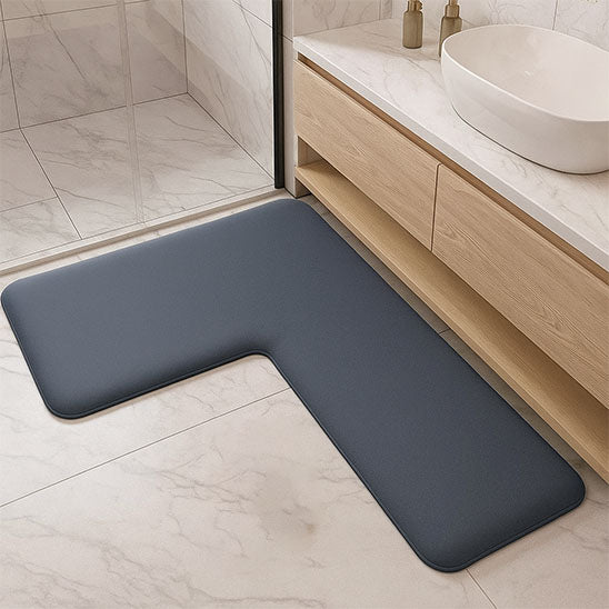 tapis salle de bain forme en L gris