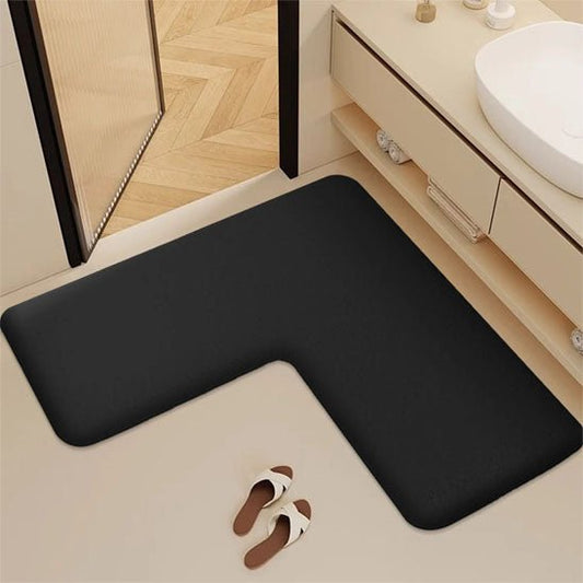 tapis salle de bain forme en L noir